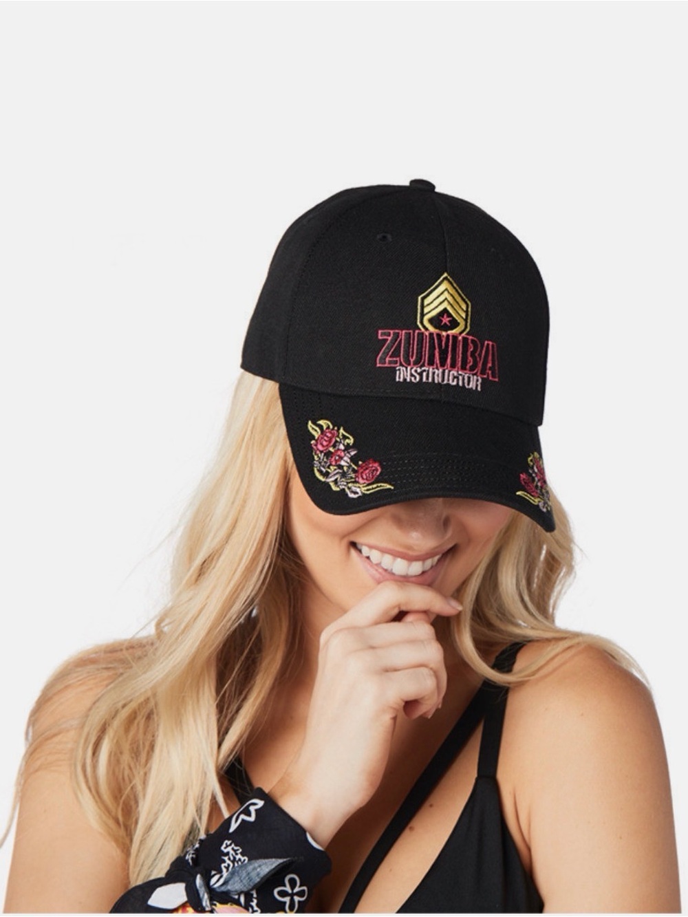 Zumba Wear Instructor Floral Embroidered Adjustable Hat – Black OS
